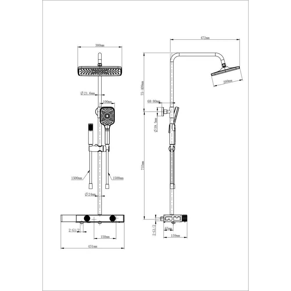 Фото 2 Душевая система Wonzon & woghand WW-B4161-BGG 1 режимная цвет темный графит Фото 2 Душевая система Wonzon & woghand WW-B4161-BGG 1 режимная цвет темный графит