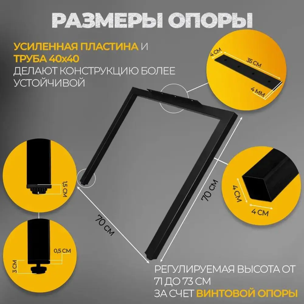 Фото 2 Подстолье для обеденного и письменного стола Лофт Classic Железное решение 71х70 см металл черный муар 2 шт Фото 2 Подстолье для обеденного и письменного стола Лофт Classic Железное решение 71х70 см металл черный муар 2 шт