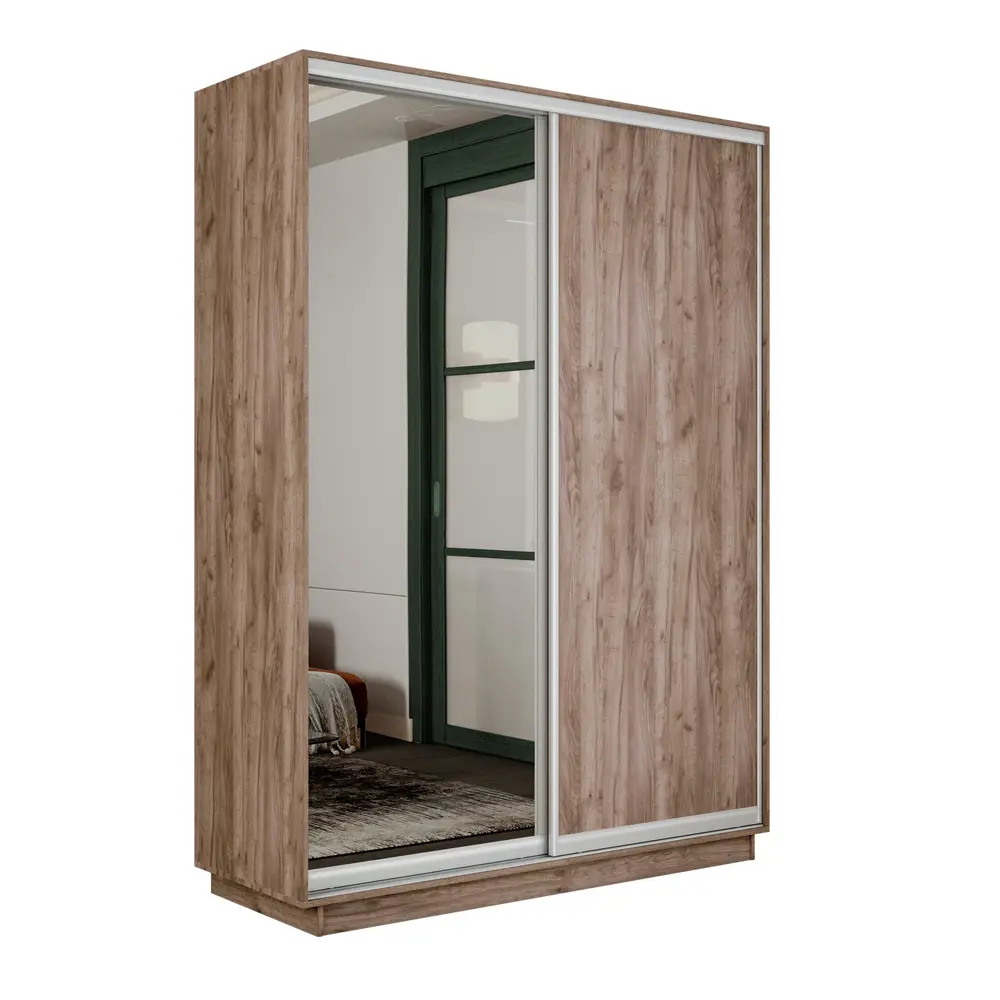 Фото 3 Шкаф-купе Мебельная компания е1 45EMD_140_KT 220x140x45 см ЛДСП 7 полок цвет крафт табачный Фото 3 Шкаф-купе Мебельная компания е1 45EMD_140_KT 220x140x45 см ЛДСП 7 полок цвет крафт табачный