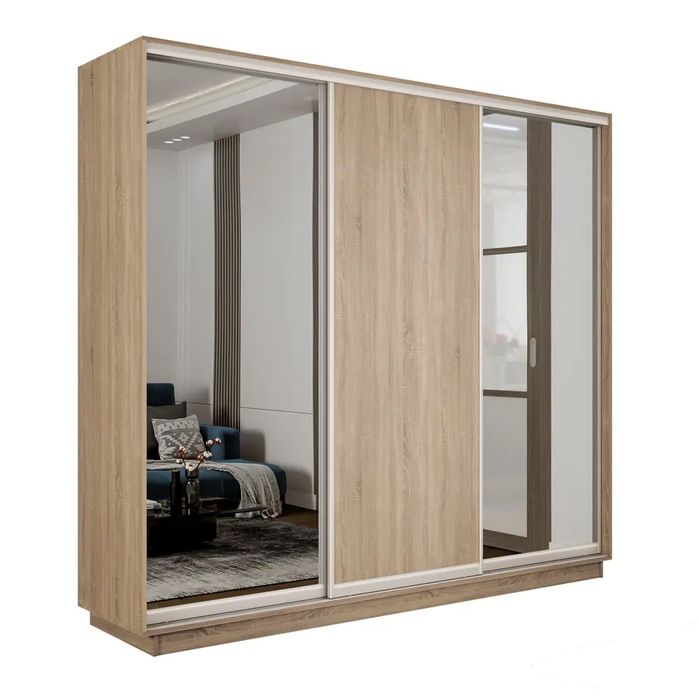 Фото 3 Шкаф-купе Мебельная компания е1 45EMT2_210_S 220x210x45 см 9 полок ЛДСП цвет сонома