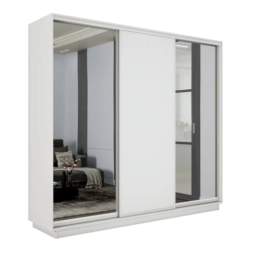 Фото 3 Шкаф-купе Мебельная компания е1 45EMT2_240240_B 240x240x45 см 9 полок ЛДСП цвет белый снег Фото 3 Шкаф-купе Мебельная компания е1 45EMT2_240240_B 240x240x45 см 9 полок ЛДСП цвет белый снег