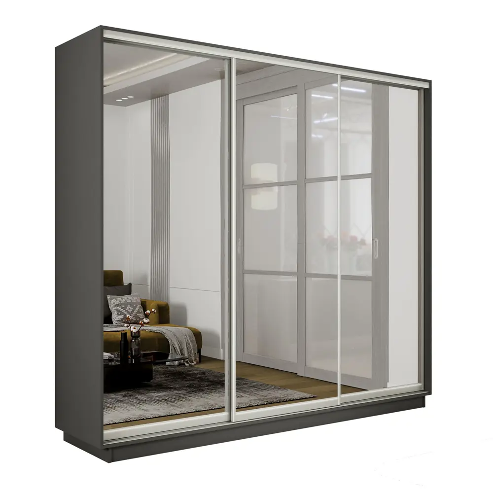 Фото 3 Шкаф-купе Мебельная компания е1 EEKT_210_DM 220x210x60 см 9 полок ЛДСП цвет серый диамант Фото 3 Шкаф-купе Мебельная компания е1 EEKT_210_DM 220x210x60 см 9 полок ЛДСП цвет серый диамант