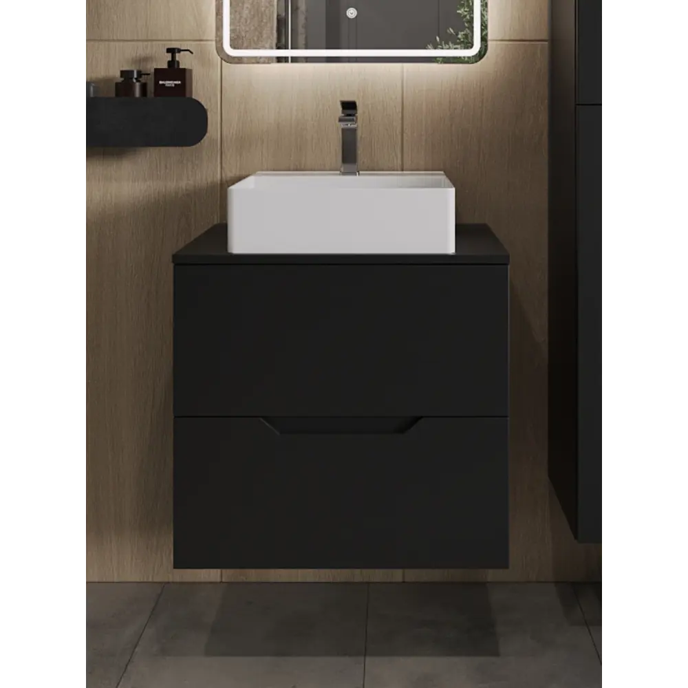Фото Тумба с раковиной Topline FLIPTUS60B-4405W подвесная 60 см цвет черный/белый Фото Тумба с раковиной Topline FLIPTUS60B-4405W подвесная 60 см цвет черный/белый