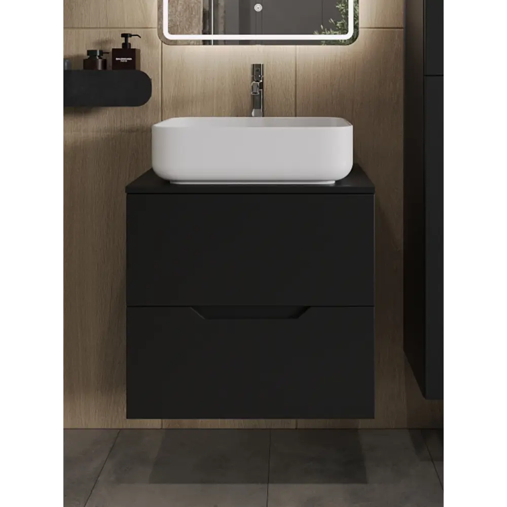 Фото Тумба с раковиной Topline FLIPTUS60B-5500W подвесная 60 см цвет черный/белый Фото Тумба с раковиной Topline FLIPTUS60B-5500W подвесная 60 см цвет черный/белый