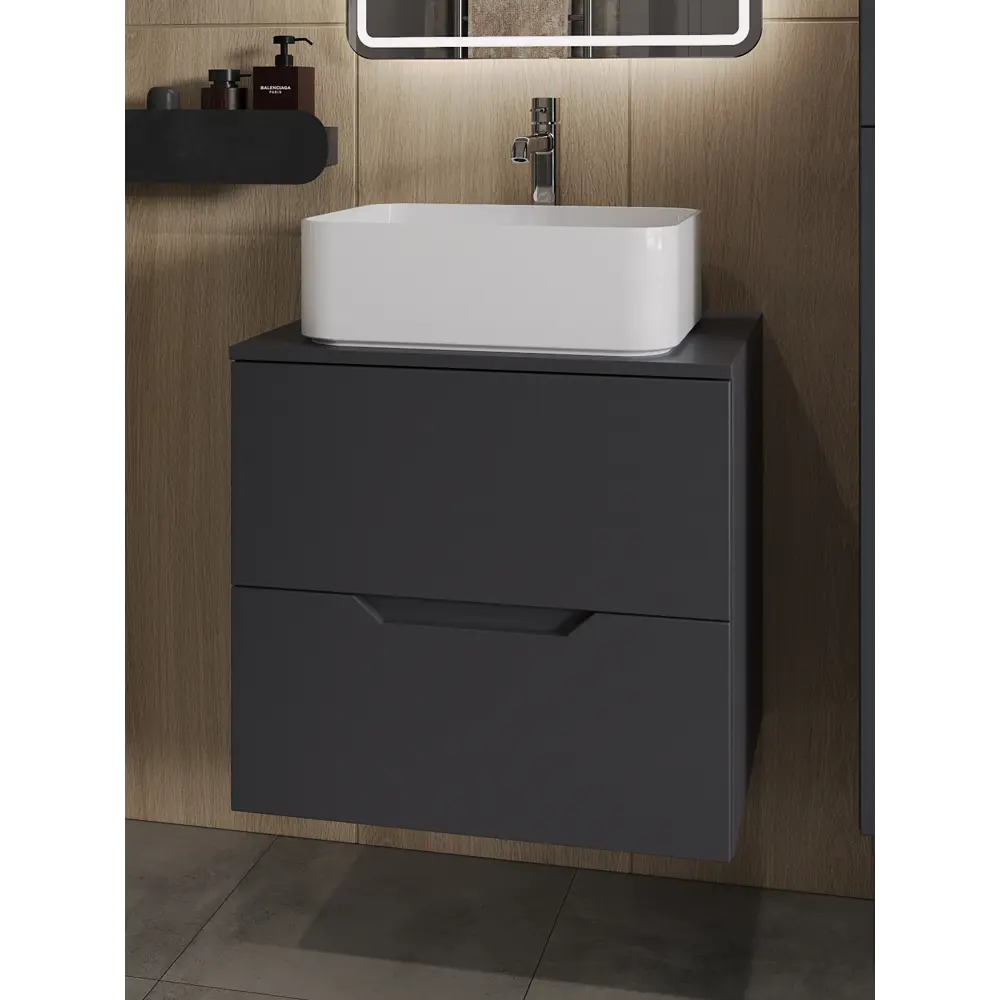 Фото Тумба с раковиной Topline FLIPTUS60G-2460W подвесная 60 см цвет графит/белый Фото Тумба с раковиной Topline FLIPTUS60G-2460W подвесная 60 см цвет графит/белый