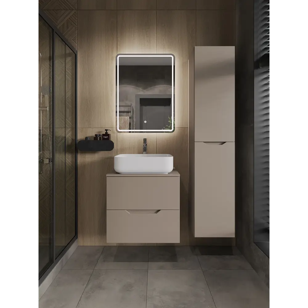 Фото 3 Тумба с раковиной Topline FLIPTUS60L-5500W подвесная 60 см цвет латте/белый Фото 3 Тумба с раковиной Topline FLIPTUS60L-5500W подвесная 60 см цвет латте/белый