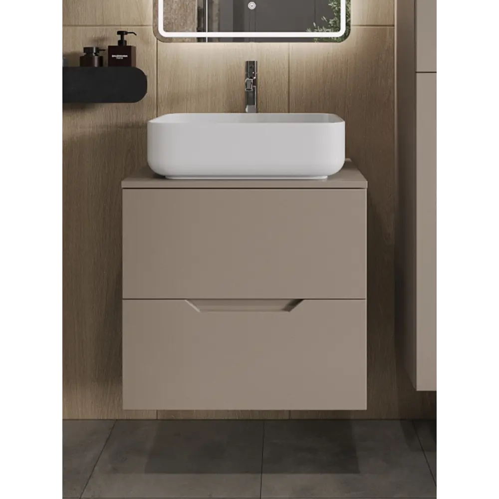 Фото Тумба с раковиной Topline FLIPTUS60L-5500W подвесная 60 см цвет латте/белый Фото Тумба с раковиной Topline FLIPTUS60L-5500W подвесная 60 см цвет латте/белый