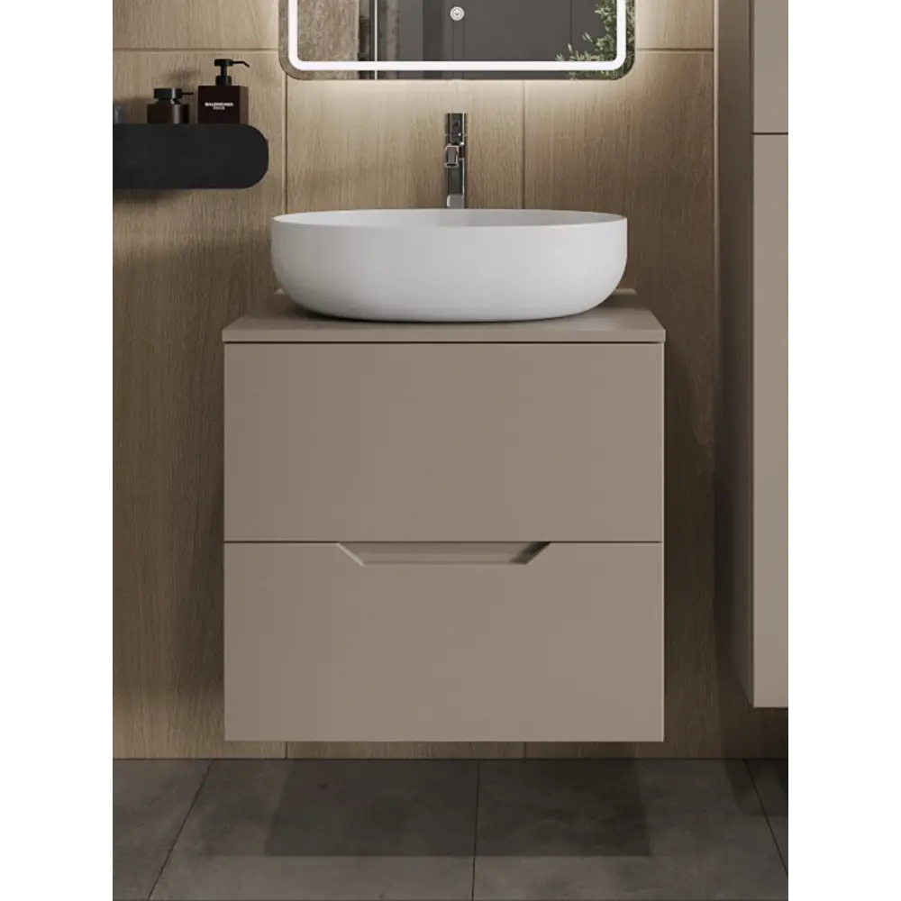 Фото Тумба с раковиной Topline FLIPTUS60L-5520W подвесная 60 см цвет латте/белый Фото Тумба с раковиной Topline FLIPTUS60L-5520W подвесная 60 см цвет латте/белый