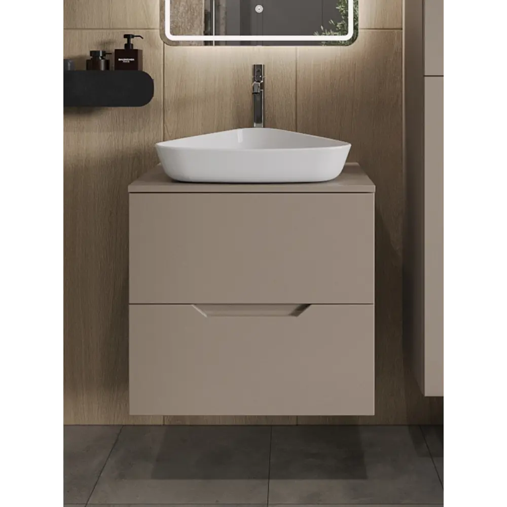 Фото Тумба с раковиной Topline FLIPTUS60L-7500W подвесная 60 см цвет латте/белый Фото Тумба с раковиной Topline FLIPTUS60L-7500W подвесная 60 см цвет латте/белый