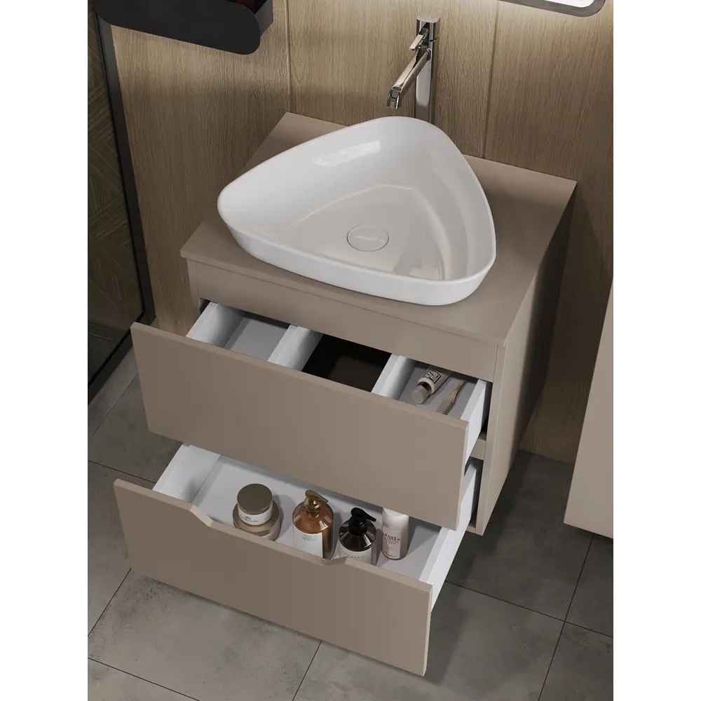 Фото 2 Тумба с раковиной Topline FLIPTUS60L-7500W подвесная 60 см цвет латте/белый Фото 2 Тумба с раковиной Topline FLIPTUS60L-7500W подвесная 60 см цвет латте/белый
