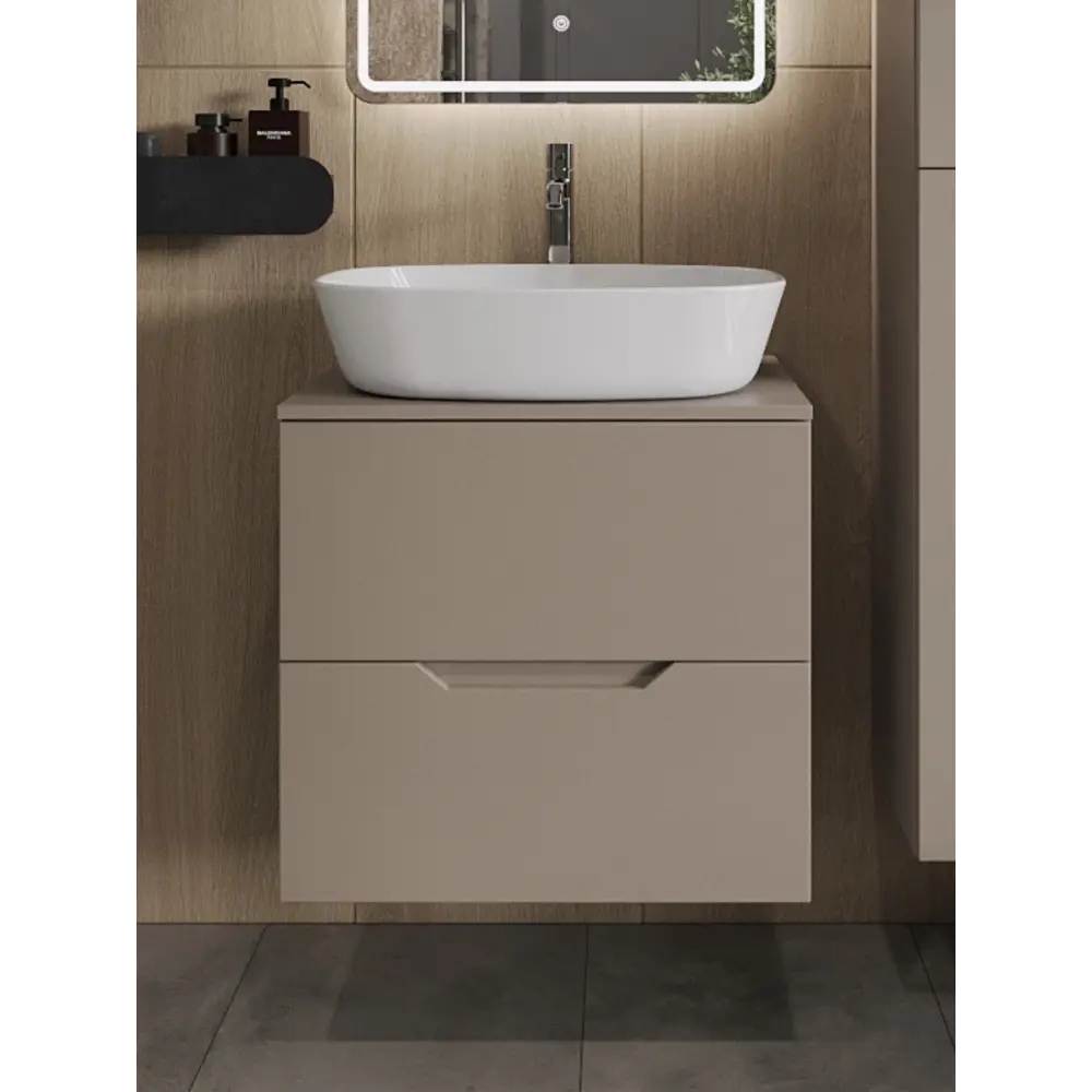 Фото Тумба с раковиной Topline FLIPTUS60L-8500W подвесная 60 см цвет латте/белый Фото Тумба с раковиной Topline FLIPTUS60L-8500W подвесная 60 см цвет латте/белый