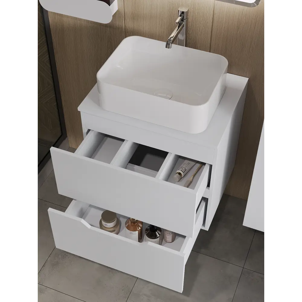Фото 2 Тумба с раковиной Topline FLIPTUS60W-2460W подвесная 60 см цвет белый Фото 2 Тумба с раковиной Topline FLIPTUS60W-2460W подвесная 60 см цвет белый