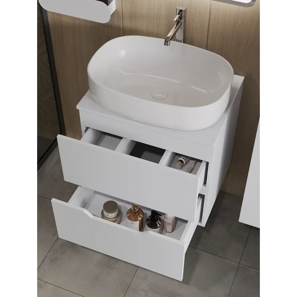 Фото 2 Тумба с раковиной Topline FLIPTUS60W-4600W подвесная 60 см цвет белый Фото 2 Тумба с раковиной Topline FLIPTUS60W-4600W подвесная 60 см цвет белый