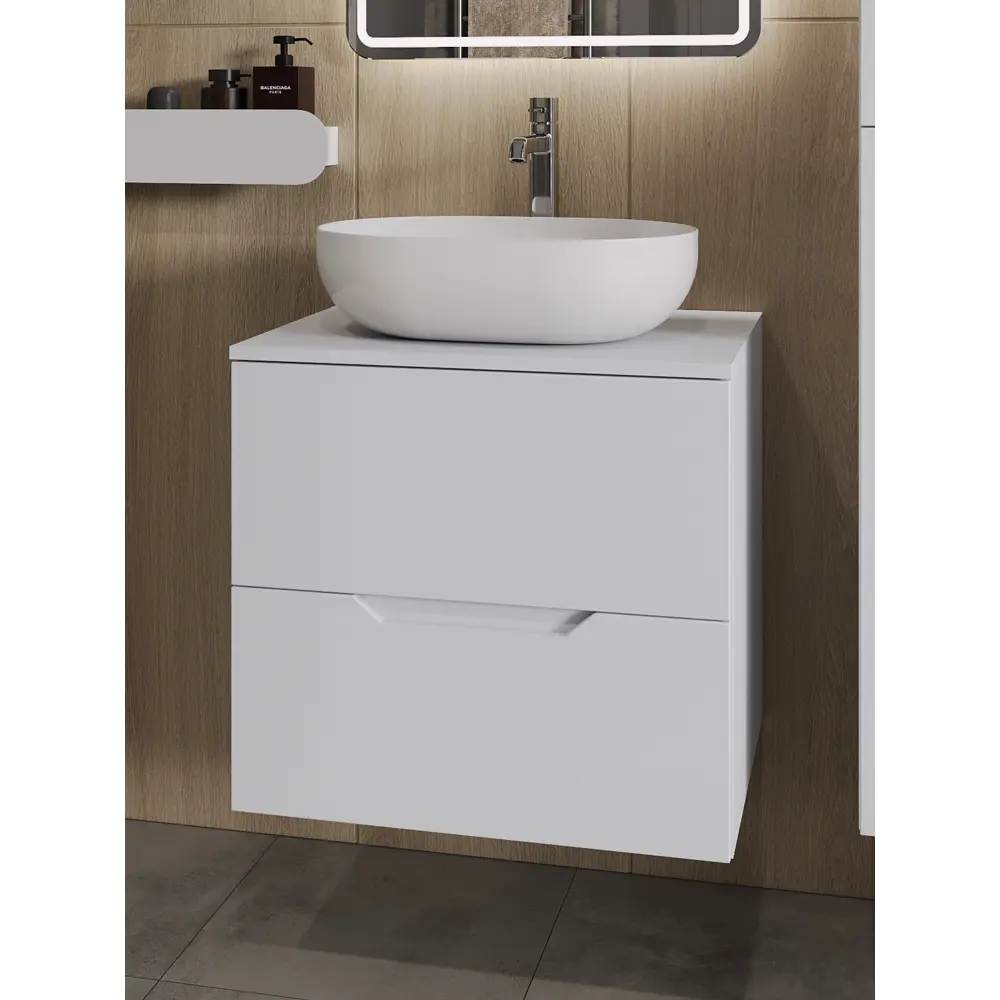 Фото Тумба с раковиной Topline FLIPTUS60W-5480W подвесная 60 см цвет белый Фото Тумба с раковиной Topline FLIPTUS60W-5480W подвесная 60 см цвет белый