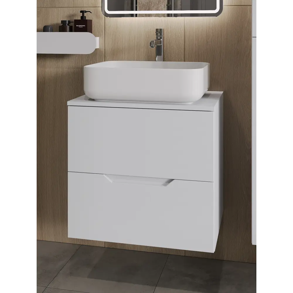 Фото Тумба с раковиной Topline FLIPTUS60W-5500W подвесная 60 см цвет белый Фото Тумба с раковиной Topline FLIPTUS60W-5500W подвесная 60 см цвет белый