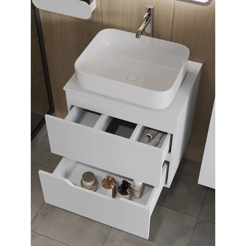 Фото 2 Тумба с раковиной Topline FLIPTUS60W-5500W подвесная 60 см цвет белый Фото 2 Тумба с раковиной Topline FLIPTUS60W-5500W подвесная 60 см цвет белый