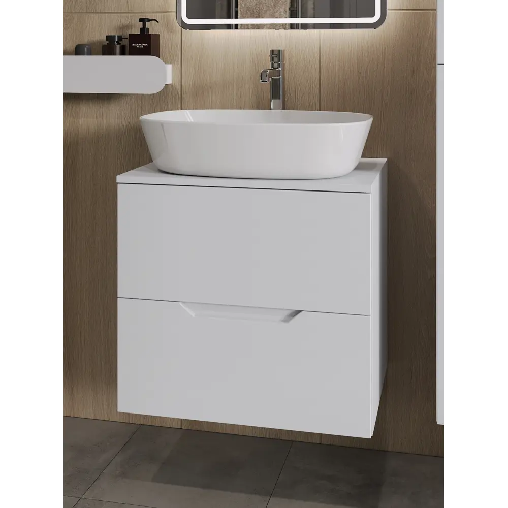 Фото Тумба с раковиной Topline FLIPTUS60W-8500W подвесная 60 см цвет белый Фото Тумба с раковиной Topline FLIPTUS60W-8500W подвесная 60 см цвет белый