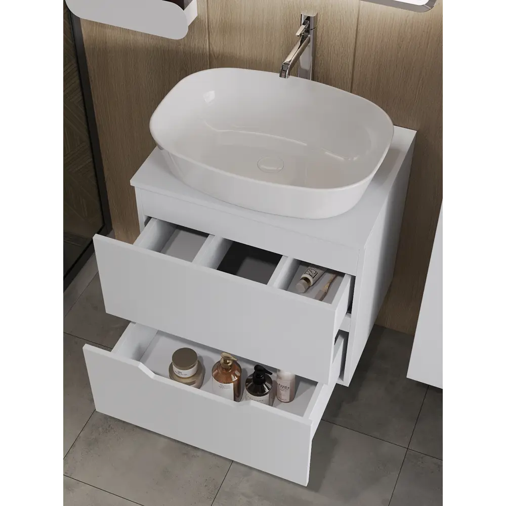Фото 2 Тумба с раковиной Topline FLIPTUS60W-8500W подвесная 60 см цвет белый Фото 2 Тумба с раковиной Topline FLIPTUS60W-8500W подвесная 60 см цвет белый
