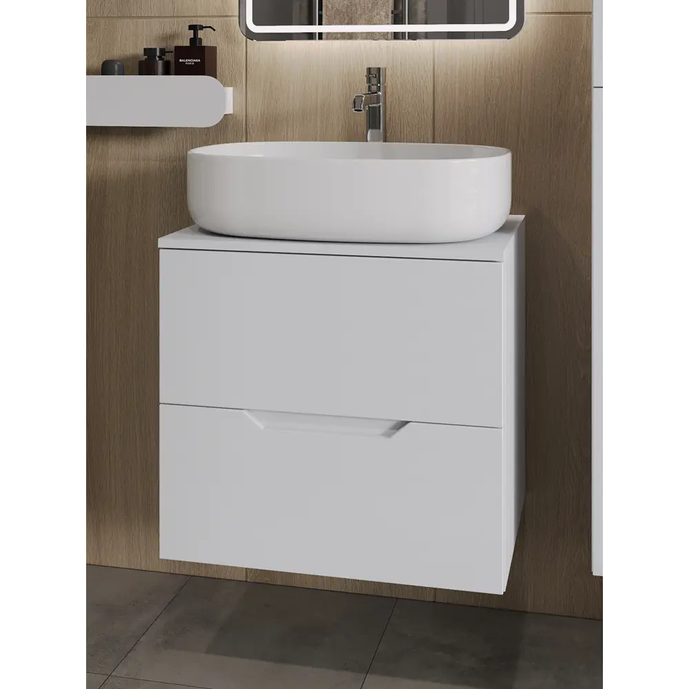 Фото Тумба с раковиной Topline FLIPTUS60W-8600W подвесная 60 см цвет белый Фото Тумба с раковиной Topline FLIPTUS60W-8600W подвесная 60 см цвет белый