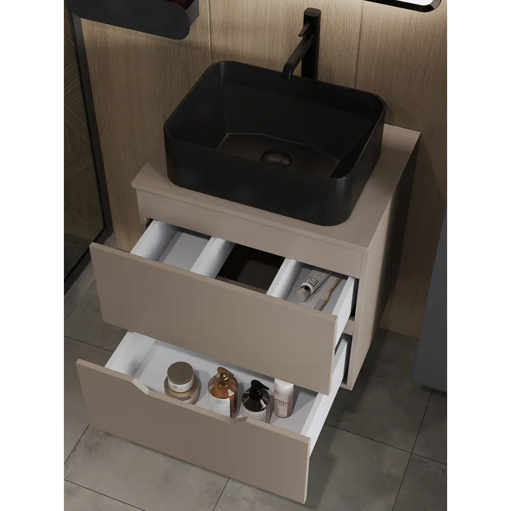 Фото 2 Тумба с раковиной Topline FLIPTUS60L-2460B подвесная 60 см цвет латте/черный Фото 2 Тумба с раковиной Topline FLIPTUS60L-2460B подвесная 60 см цвет латте/черный