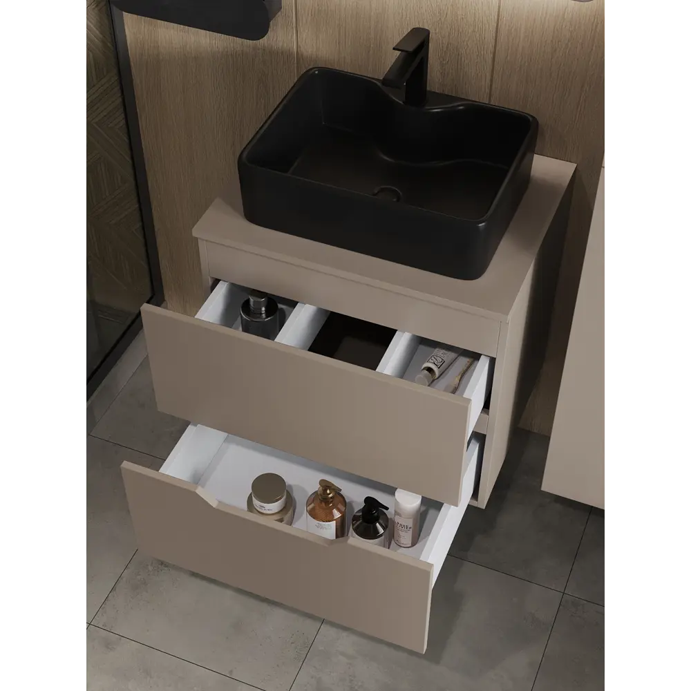 Фото 2 Тумба с раковиной Topline FLIPTUS60L-1475B подвесная 60 см цвет латте/черный Фото 2 Тумба с раковиной Topline FLIPTUS60L-1475B подвесная 60 см цвет латте/черный