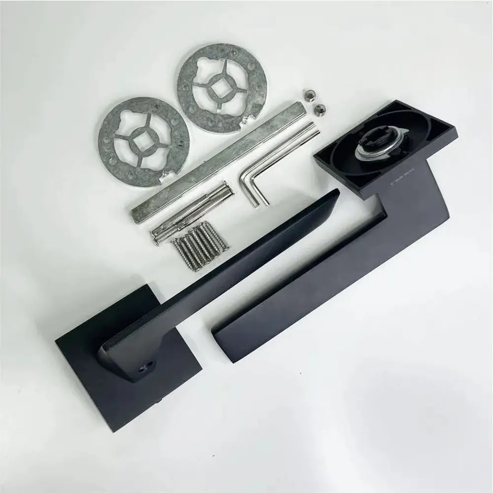 Фото 2 Ручка дверная Abriss R21.027 MBP в комплекте с механизмом WC 530 B-S MAGNET MBP и петлями flush 100x75 mbp (Черный матовый)