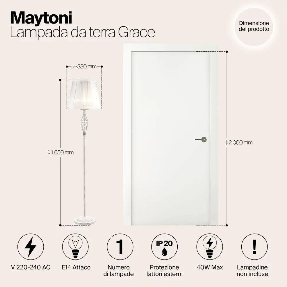 Фото 4 Торшер Maytoni Grace ARM247-11-G цвет белый