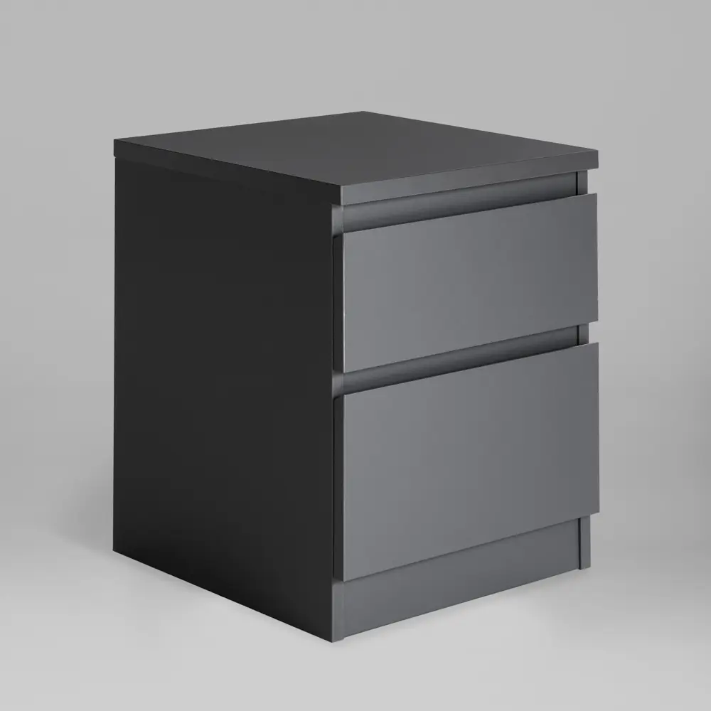 Фото 3 Тумба прикроватная Шведский стандарт Кастор 37.3x49.2x39.6 см 2 ящика дсп цвет серый Фото 3 Тумба прикроватная Шведский стандарт Кастор 37.3x49.2x39.6 см 2 ящика дсп цвет серый