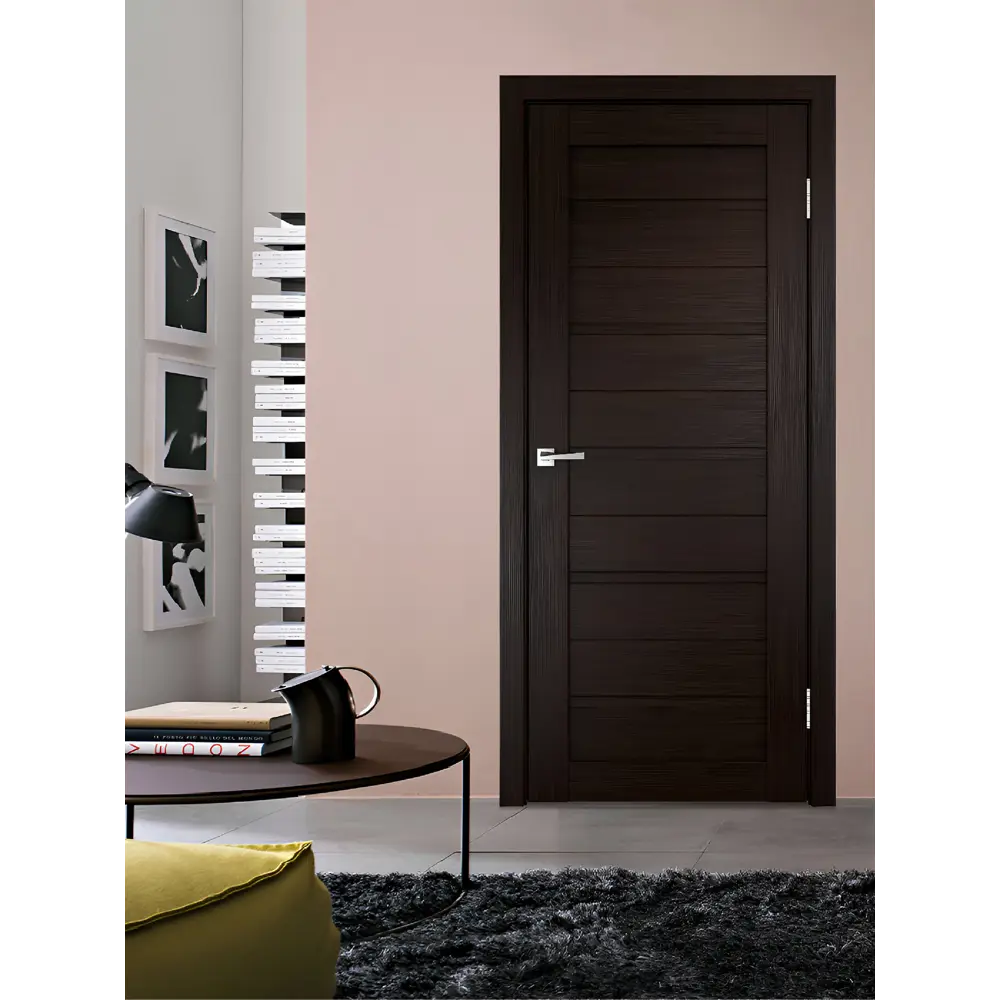 Фото 2 Дверь межкомнатная Velldoris Duplex глухая 80x200см ПВХ цвет венге без замка и петель