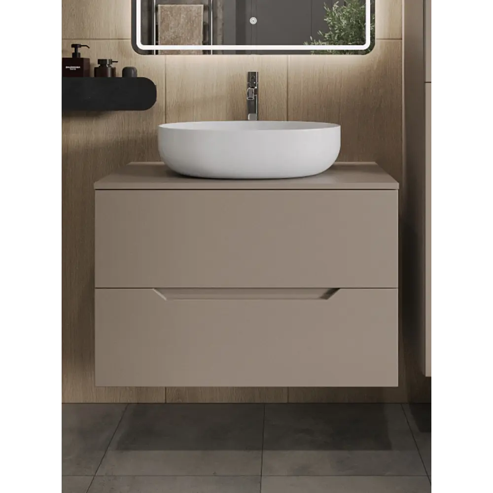 Фото Тумба под раковину подвесная Topline TLLi-80TuLMDF+B05-520W 80.5см с раковиной цвет бежевый Фото Тумба под раковину подвесная Topline TLLi-80TuLMDF+B05-520W 80.5см с раковиной цвет бежевый