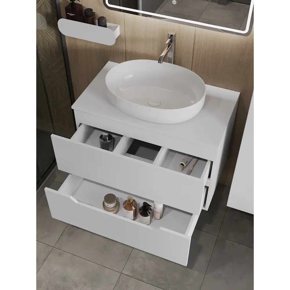 Фото 2 Тумба с раковиной подвесная Topline FLIPTUS80W-5520W 80 см цвет белый матовый Фото 2 Тумба с раковиной подвесная Topline FLIPTUS80W-5520W 80 см цвет белый матовый