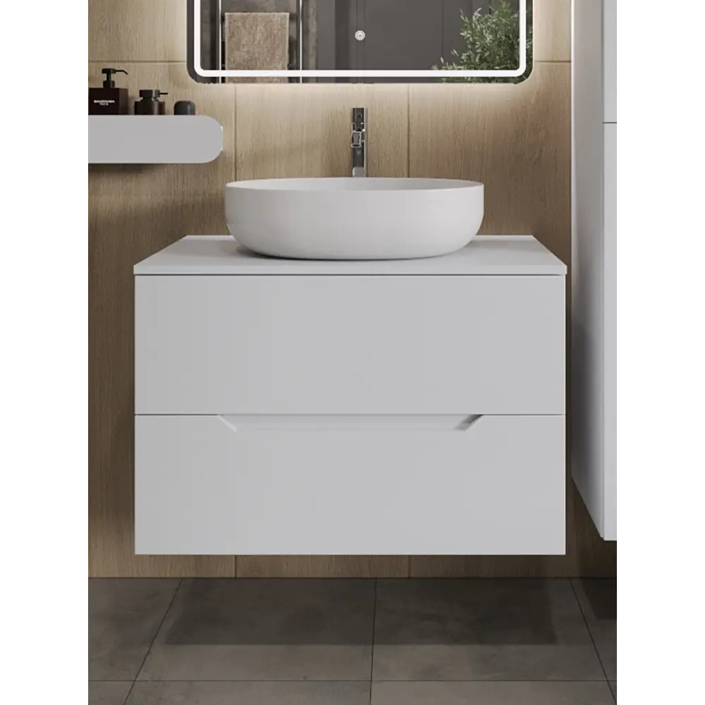 Фото Тумба с раковиной подвесная Topline FLIPTUS80W-5520W 80 см цвет белый матовый Фото Тумба с раковиной подвесная Topline FLIPTUS80W-5520W 80 см цвет белый матовый