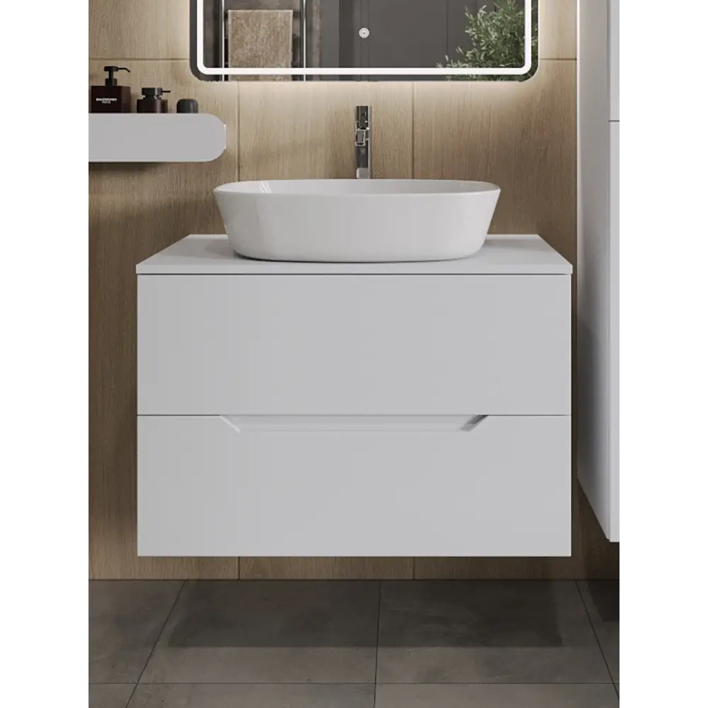 Фото Тумба с раковиной подвесная Topline FLIPTUS80W-8500W 80 см цвет белый матовый Фото Тумба с раковиной подвесная Topline FLIPTUS80W-8500W 80 см цвет белый матовый