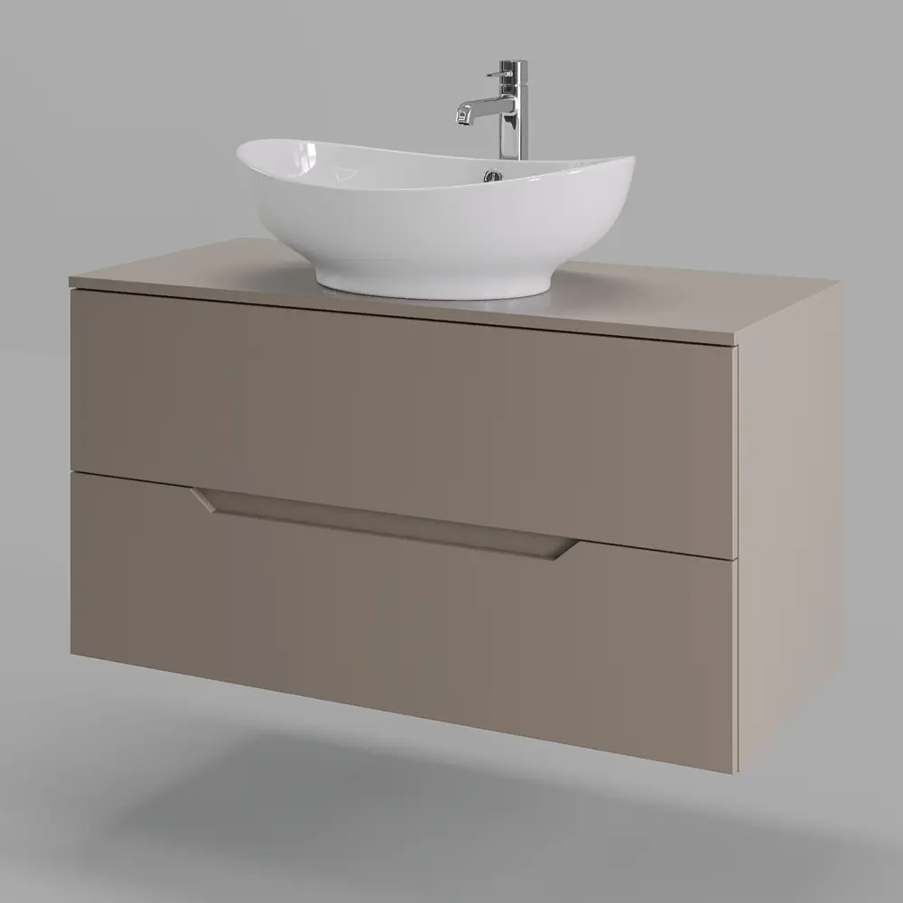 Фото 4 Тумба с раковиной подвесная Topline FLIPTUS100L-8585W 100 см цвет латте/белый Фото 4 Тумба с раковиной подвесная Topline FLIPTUS100L-8585W 100 см цвет латте/белый