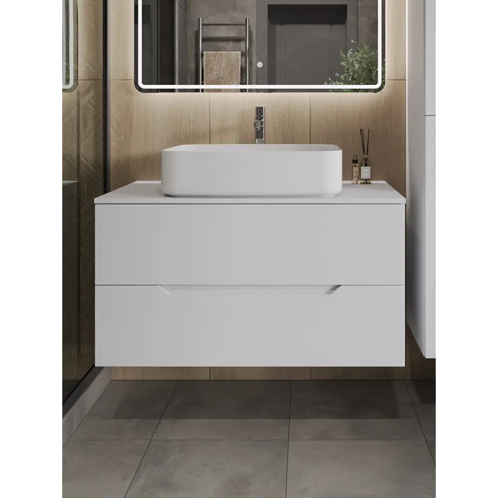 Фото Тумба с раковиной подвесная Topline FLIPTUS100W-7600W 100 см цвет белый Фото Тумба с раковиной подвесная Topline FLIPTUS100W-7600W 100 см цвет белый