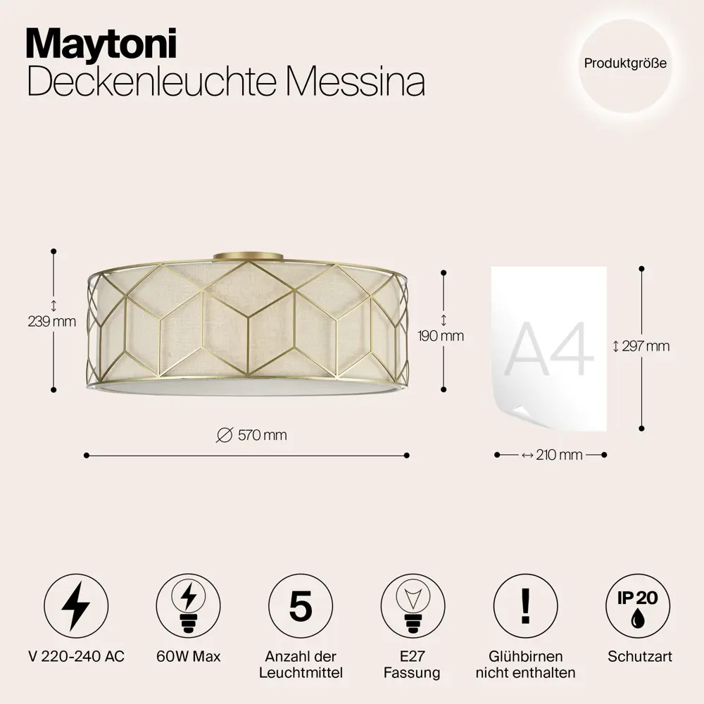 Фото 7 Светильник настенно-потолочный Maytoni Messina H223-PL-05-G 5 ламп цвет золото Фото 7 Светильник настенно-потолочный Maytoni Messina H223-PL-05-G 5 ламп цвет золото