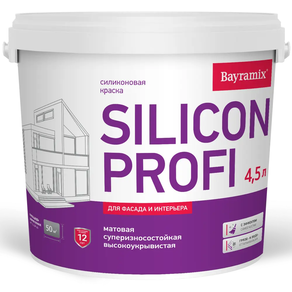Фото Фасадная краска Bayramix Silicon Profi матовая цвет прозрачный база С 4.5 л Фото Фасадная краска Bayramix Silicon Profi матовая цвет прозрачный база С 4.5 л