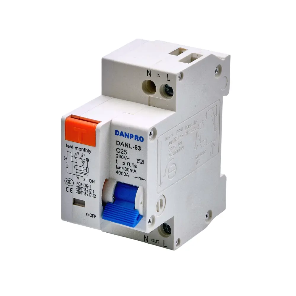 Фото 2 Дифференциальный выключатель Danpro DANL-63/25 УЗО на DIN рейку однофазное 25А Фото 2 Дифференциальный выключатель Danpro DANL-63/25 УЗО на DIN рейку однофазное 25А