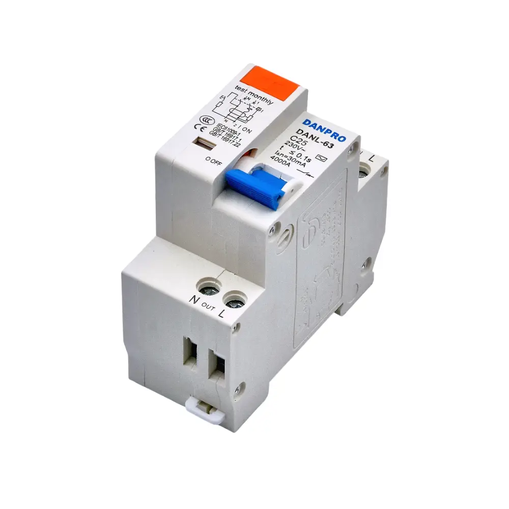 Фото 3 Дифференциальный выключатель Danpro DANL-63/25 УЗО на DIN рейку однофазное 25А Фото 3 Дифференциальный выключатель Danpro DANL-63/25 УЗО на DIN рейку однофазное 25А