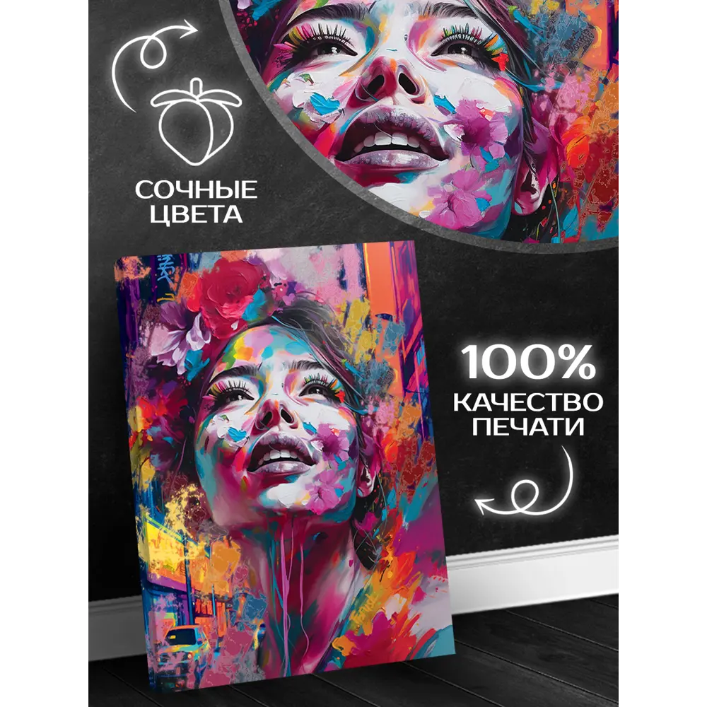 Фото 2 Картина на холсте Девушка в красках 40x50 см Фото 2 Картина на холсте Девушка в красках 40x50 см