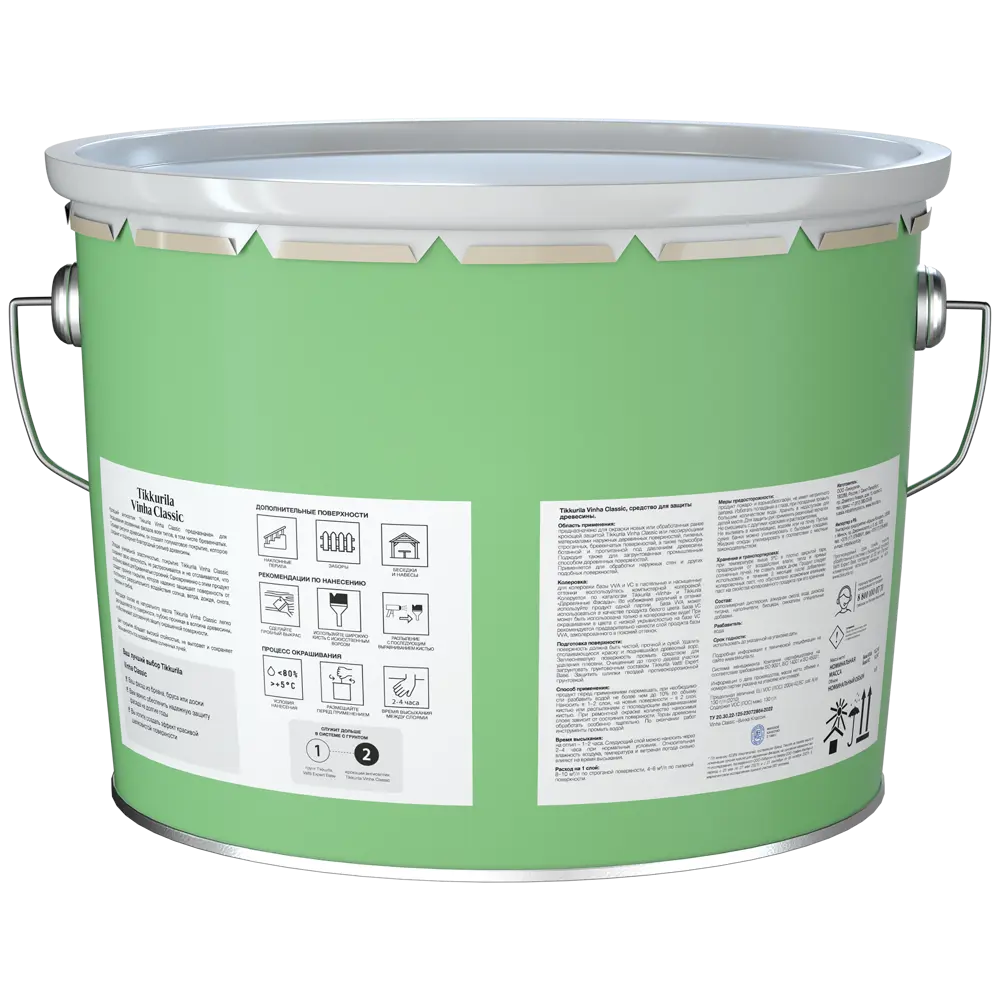 Фото 2 Антисептик кроющий Tikkurila Vinha Classic VC полуматовый прозрачный 9 л Фото 2 Антисептик кроющий Tikkurila Vinha Classic VC полуматовый прозрачный 9 л