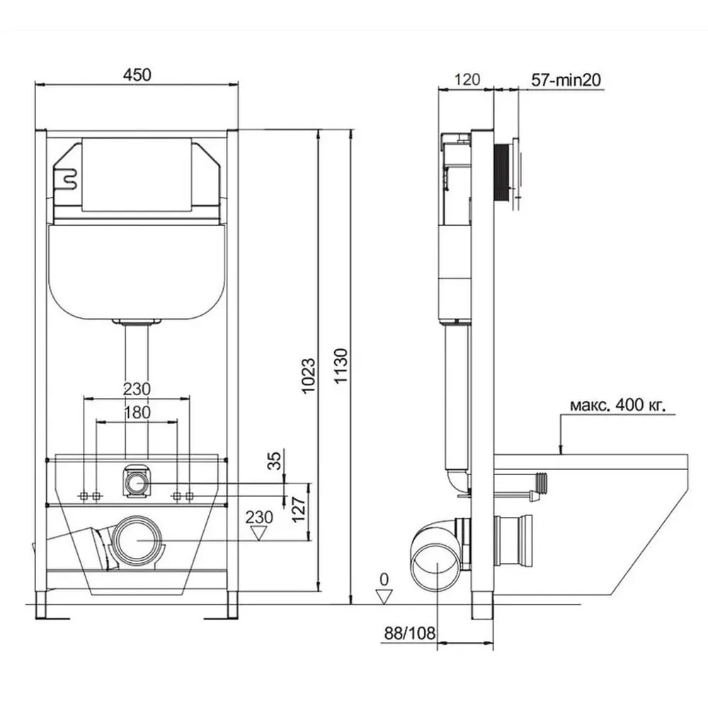 Фото 5 Комплект Bauedge Pulse4 6 в 1: рамная инсталляция Neo 45, унитаз подвесной безободковый торнадо сиденье дюропласт микролифт, клавиша смыва хром