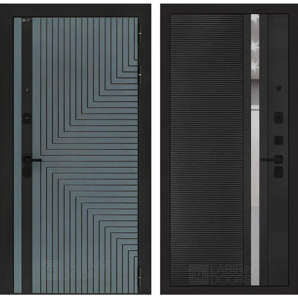 Фото 2 Входная дверь Labirintdoors Кредор правый 205x88см цвет серо-зеленый с патиной/черный кварц с зеркалом П31 Фото 2 Входная дверь Labirintdoors Кредор правый 205x88см цвет серо-зеленый с патиной/черный кварц с зеркалом П31