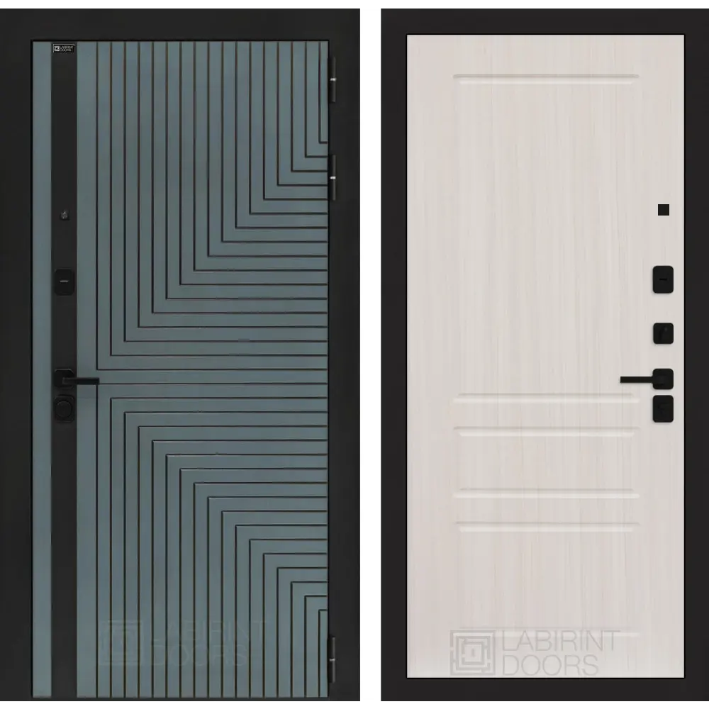 Фото 2 Входная дверь Лабиринт Кредор П03 правый 205x88см цвет серо-зеленый с патиной/сандал белый Фото 2 Входная дверь Лабиринт Кредор П03 правый 205x88см цвет серо-зеленый с патиной/сандал белый