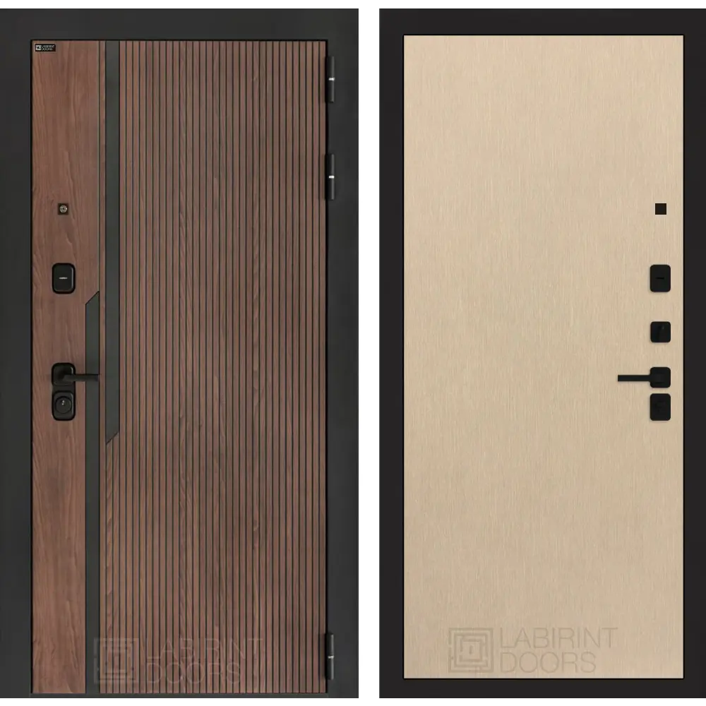 Фото Входная дверь Labirintdoors Кармина правый 205x88см цвет орех американский с патиной/венге светлый с панелью П05 Фото Входная дверь Labirintdoors Кармина правый 205x88см цвет орех американский с патиной/венге светлый с панелью П05