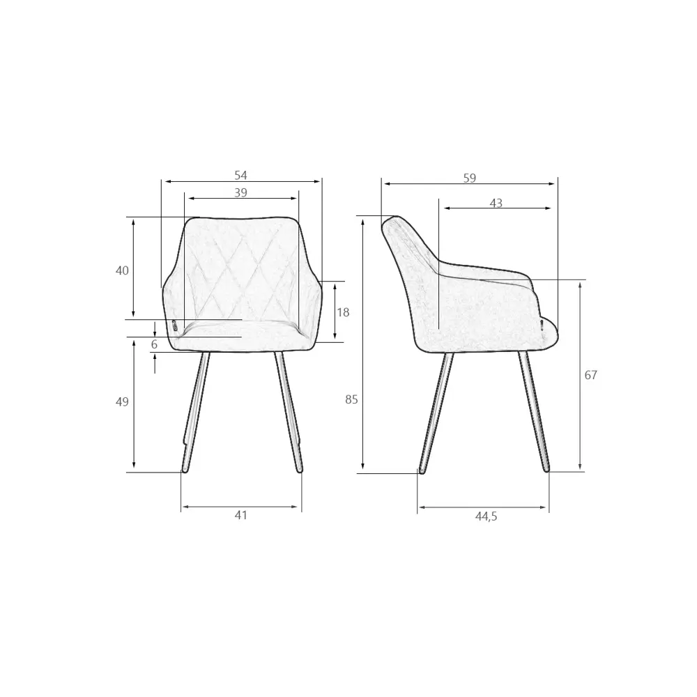 Фото 13 Кухонный стул Dobrin Roby DRF 54x54x59 см текстиль цвет дымчатый