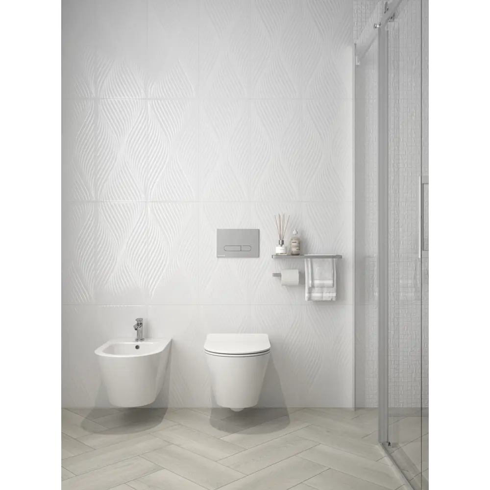 Фото 4 Настенная плитка Kerama Marazzi Полюс 3D 29.6x59.5 см 1.8 м² глянцевая цвет белый Фото 4 Настенная плитка Kerama Marazzi Полюс 3D 29.6x59.5 см 1.8 м² глянцевая цвет белый