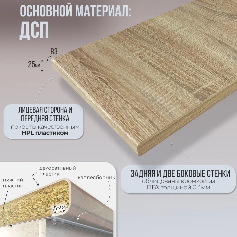Фото 3 Столешница Artmebellux 40x60x2.5 см ЛДСП цвет канадский дуб Фото 3 Столешница Artmebellux 40x60x2.5 см ЛДСП цвет канадский дуб