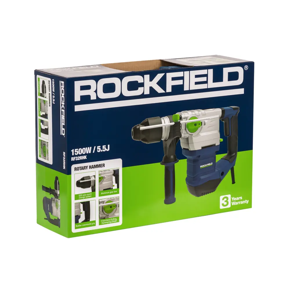 Фото 13 Перфоратор сетевой SDS-plus Rockfield RF32RHK, 1500 Вт, 5.5 Дж Фото 13 Перфоратор сетевой SDS-plus Rockfield RF32RHK, 1500 Вт, 5.5 Дж