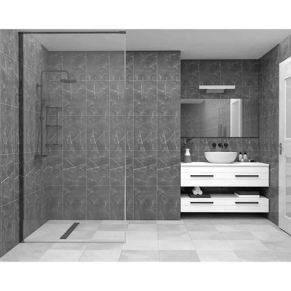 Фото 4 Панель ПВХ Venta Мрамор графитовый 2700x375x8 мм 1.0125 м² Фото 4 Панель ПВХ Venta Мрамор графитовый 2700x375x8 мм 1.0125 м²